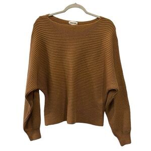 Open Edit Ribbed Dolman Wool Blend Cozy Soft Sweater Slouchy Lagenlook XS​​​​​​